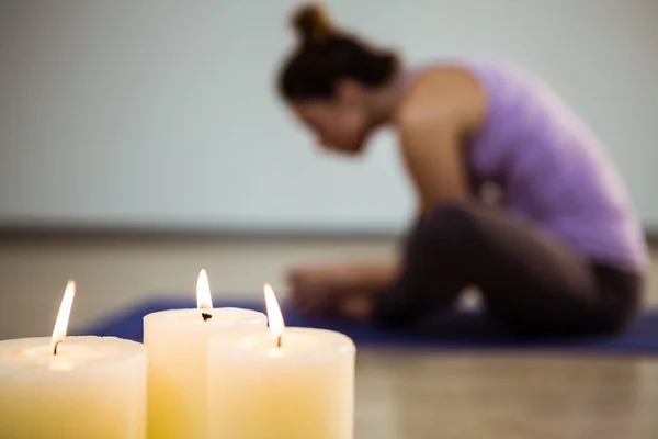 Close-up of three lit candles — Stock Photo, Image