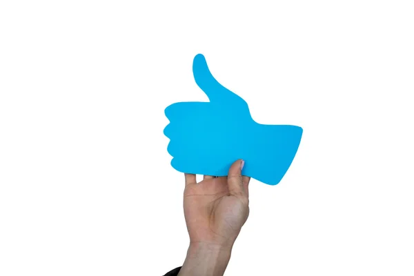 Hand of man holding thumbs up sign — Stock Photo, Image