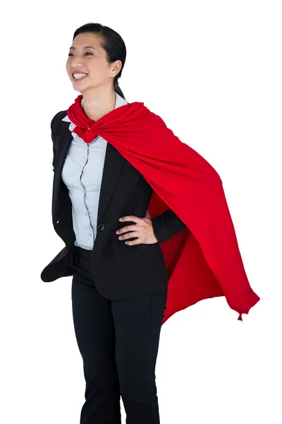 Vrouw voorwenden om een super held — Stockfoto