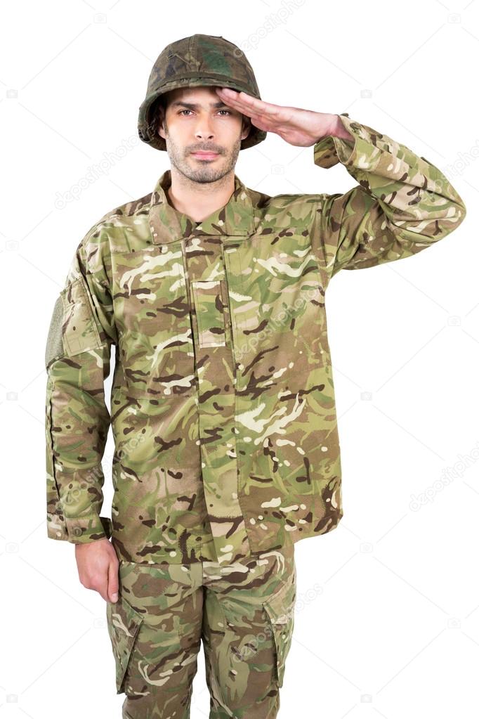 Soldier Figurines On White Background Soldier Saluting On White Background Stock Photo
