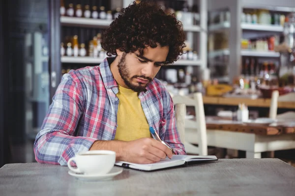 Hombre escribiendo en un diario — Foto de Stock