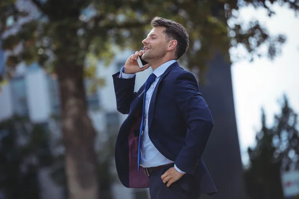 Красивый бизнесмен разговаривает по мобильному телефону — стоковое фото