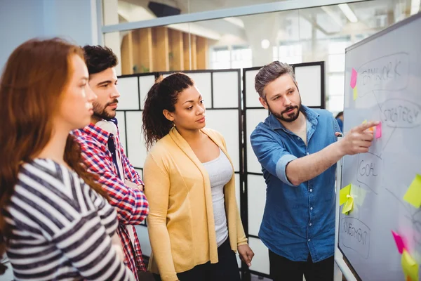 Executive explaining strategy on whiteboard — Stock Photo, Image