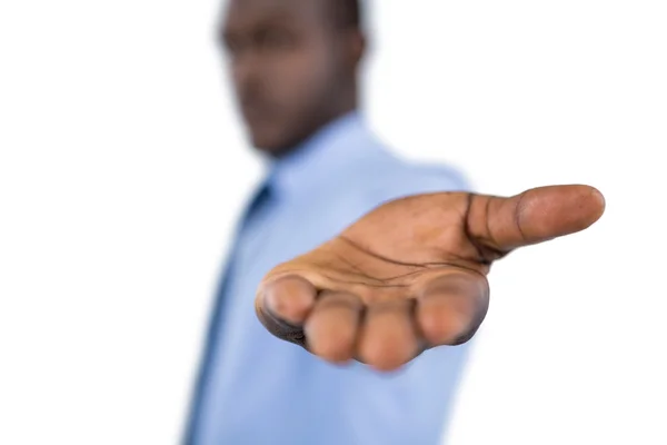 Uomo d'affari che mostra la sua mano — Foto Stock