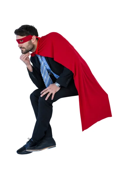 Бизнесмен, притворяющийся супергероем — стоковое фото