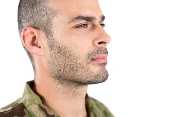 Soldado de confianza contra fondo blanco — Foto de Stock