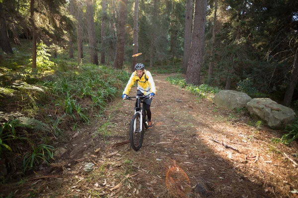 Mannelijke biker fietsen op platteland — Stockfoto