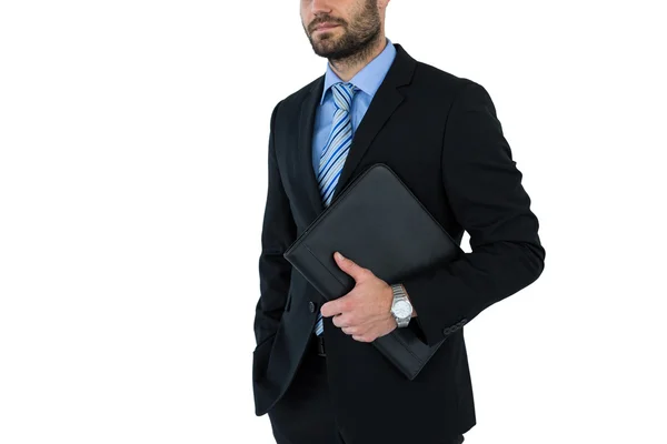 Businessman holding folder — Stock Photo, Image