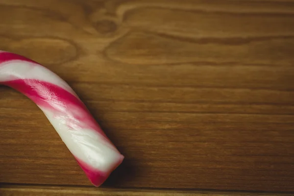 Bastoncino Zucchero Sul Tavolo Legno Durante Periodo Natalizio — Foto Stock
