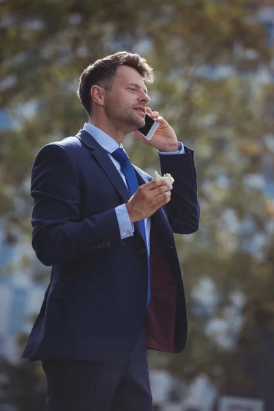 Stilig affärsman prata telefon — Stockfoto