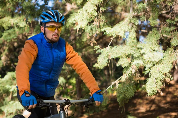 Masculino mountain biker andar de bicicleta — Fotografia de Stock