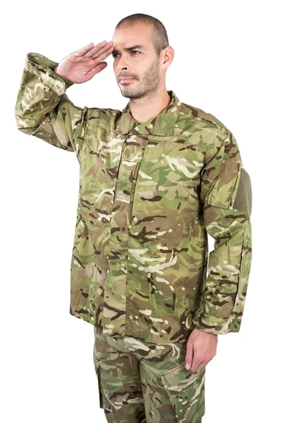 Soldat salutiert — Stockfoto