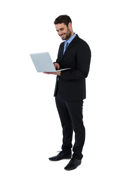 Empresario usando laptop en su escritorio — Foto de Stock