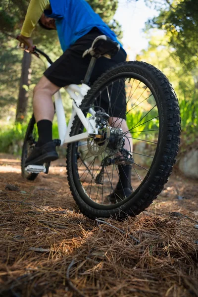 Mužské horský cyklista jedoucí na kole — Stock fotografie