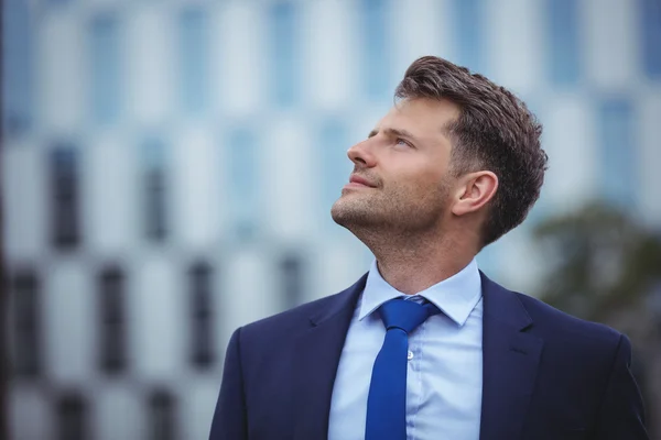 Pensativo hombre de negocios mirando hacia arriba — Foto de Stock