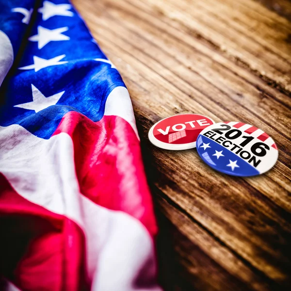 2016 election buttons buttons on table — Stock Photo, Image