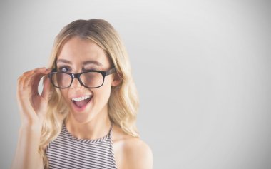 gorgeous blonde hipster winking clipart