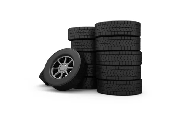 Dvě řady pneumatik — Stock fotografie