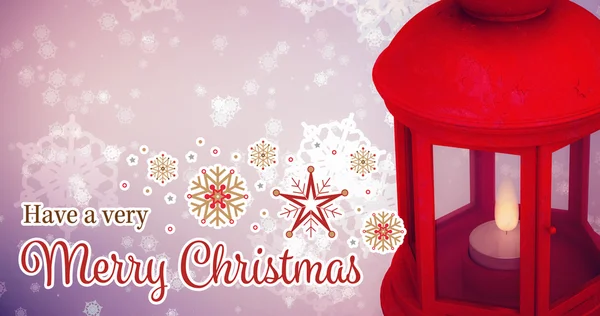 Weihnachtskarte gegen die rote Laterne — Stockfoto