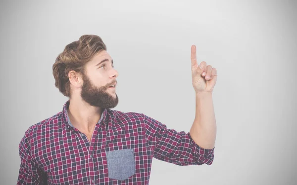 Hipster apuntando hacia arriba —  Fotos de Stock