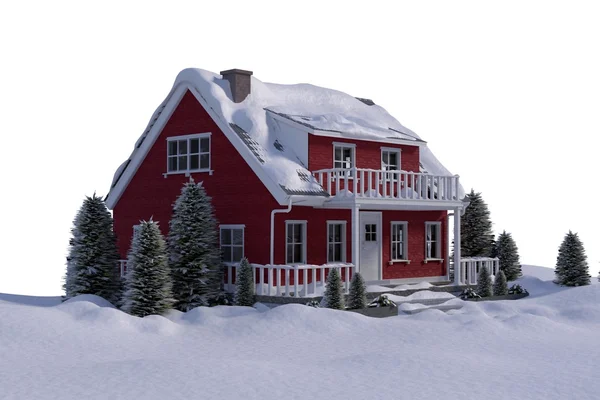 Sneeuw overdekte huis — Stockfoto