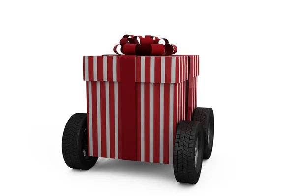 Κουτί ριγέ κόκκινα και λευκά είδη δώρων — Φωτογραφία Αρχείου