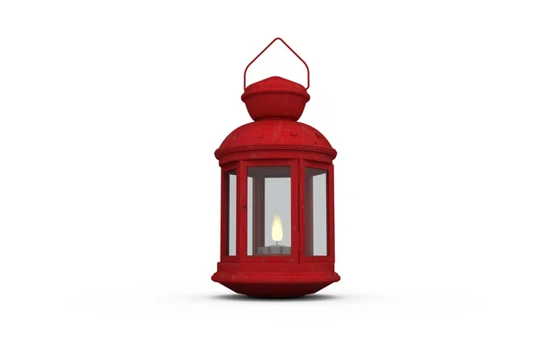 Linterna roja con llama — Foto de Stock