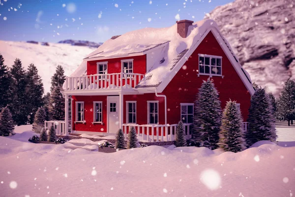 Сніг накривав будинок — стокове фото