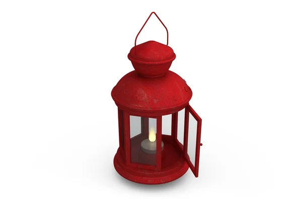 Red lantern opened on white — Stock Photo, Image