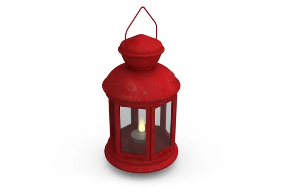 Lanterna vermelha no fundo branco — Fotografia de Stock