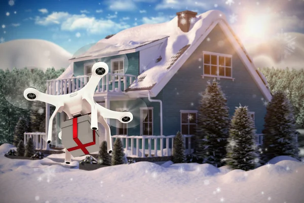 雪に対する quadcopter — ストック写真