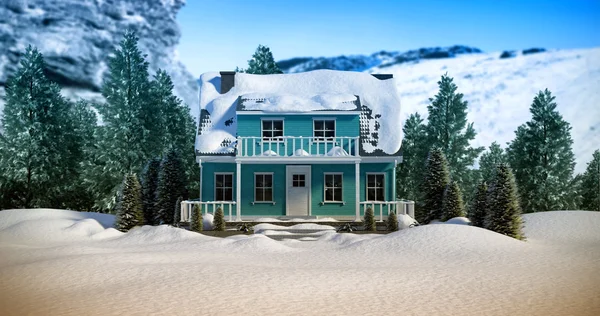 Casa neve coberta — Fotografia de Stock