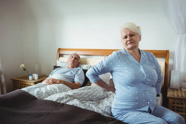 Senior woman suffering from backache — Stock Photo, Image