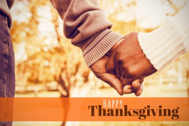 happy thanksgiving with couple holding hands clipart