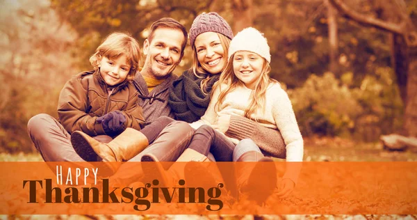 Happy thanksgiving day with young family — Stock Photo, Image
