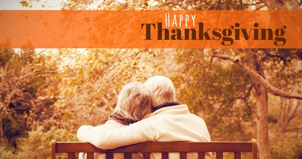 Boldog Hálaadás szöveg idősebb pár — Stock Fotó