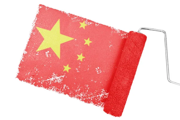 Silindir ile Çin bayrağı — Stok fotoğraf
