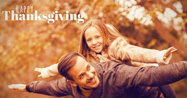 Boldog Hálaadás szöveg apa és lánya ellen — Stock Fotó