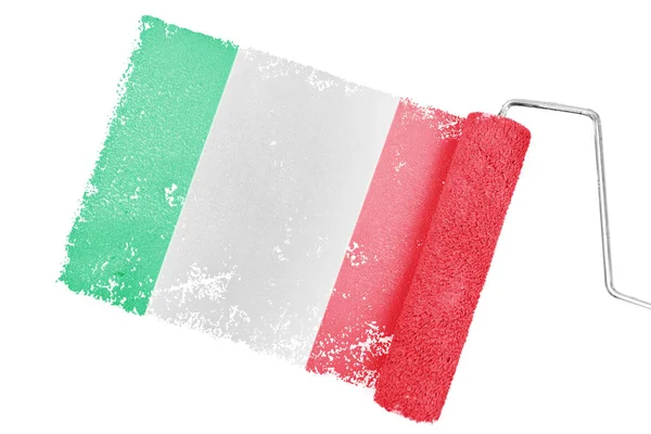 Itálie státní vlajka s válečkem — Stock fotografie