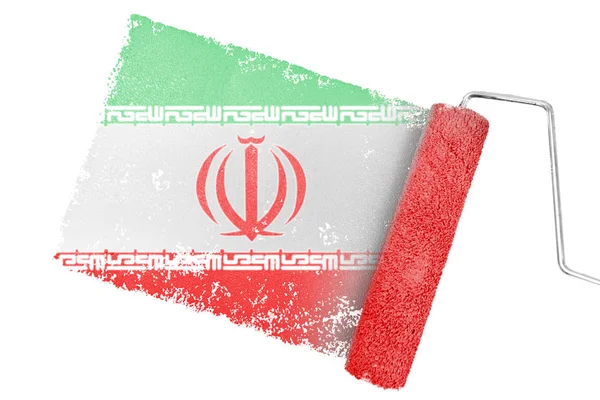 Iran national flag with roller — Stock Photo, Image