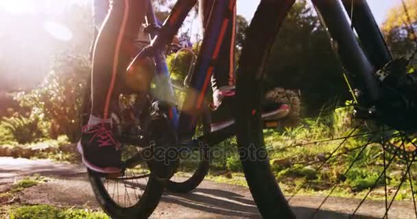 Montanha ciclismo casal equitação — Vídeo de Stock