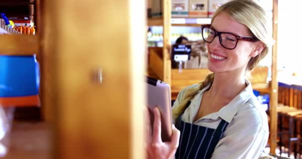 Personnel féminin utilisant une tablette numérique — Video