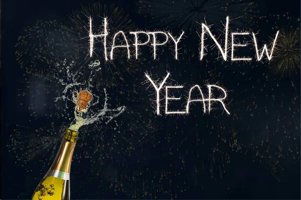 Nieuwe jaar bericht en Champagne — Stockfoto