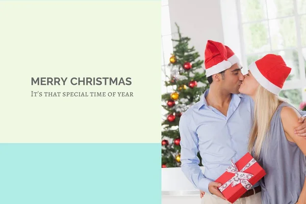 Рождественское послание и дизайн поцелуев пар — стоковое фото