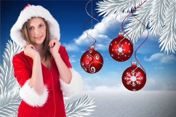 Frau im Weihnachtsmannkostüm — Stockfoto