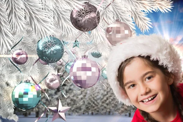 Girl in santa hat — Stock Photo, Image