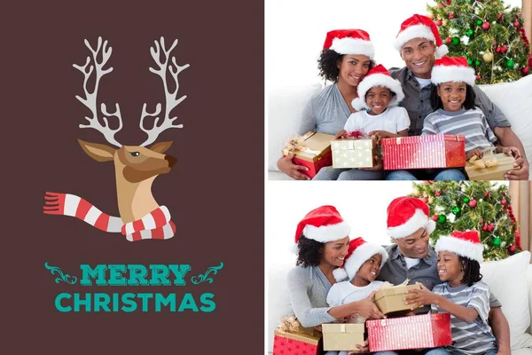幸福的家庭和圣诞节消息设计 — 图库照片