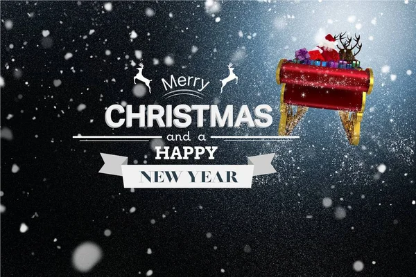 Santa voladora trineo y mensaje de Navidad —  Fotos de Stock