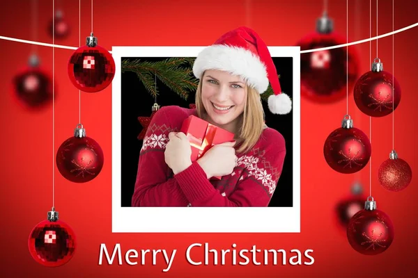 Woman and Christmas Message — Stock Photo, Image