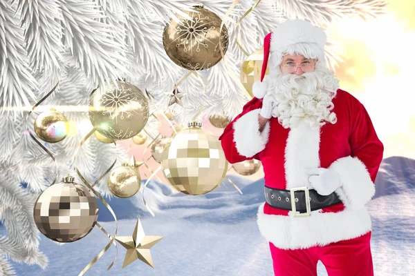 Papai Noel segurando seu saco de presente — Fotografia de Stock